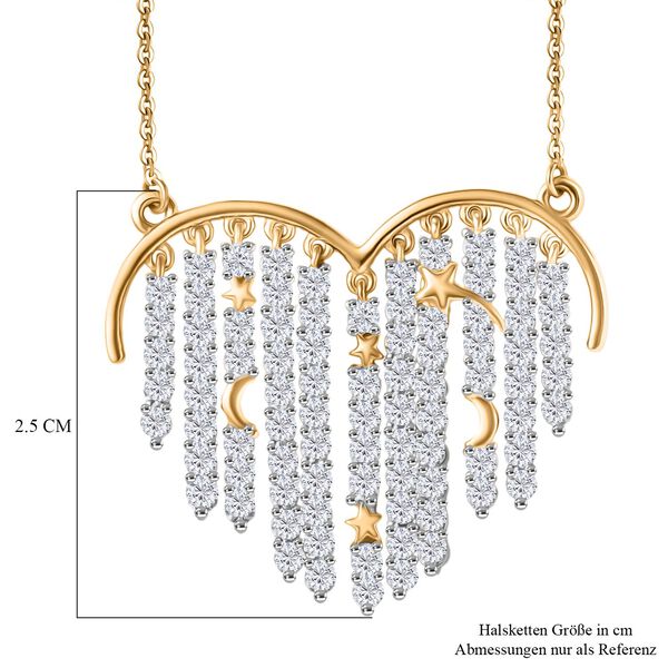 GP Amore Kollektion - Weißer Zirkon, Kanchanaburi Blauer Saphir Halskette ca. 50 cm 925 Silber Rhodiniert und 750 Gelbgold Vermeil ca. 4.44 ct image number 8