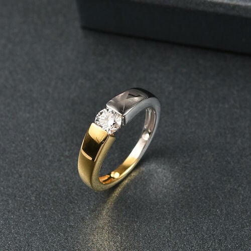 Lab Grown Diamant SI Ring 925 Silber Rhodiniert und 750 Gelbgold Vermeil (Größe 17.00) ca. 0,50 ct image number 1