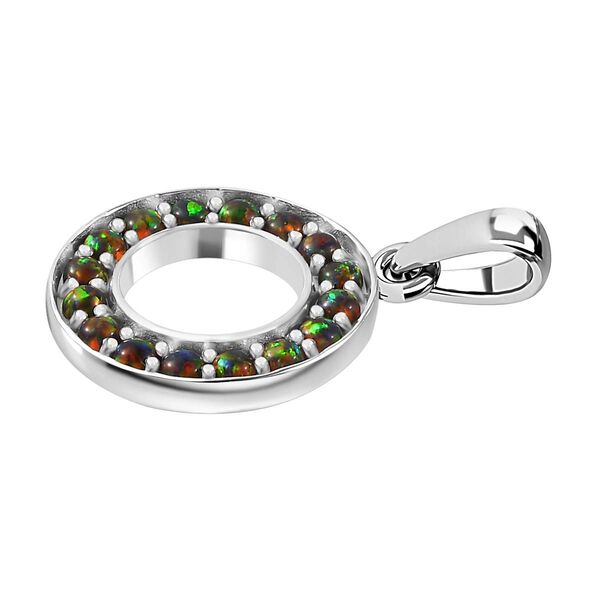 Labor erstellt schwarzen Opal Anh&auml;nger 925 Silber platiniert ca. 0,70 ct. image number 4