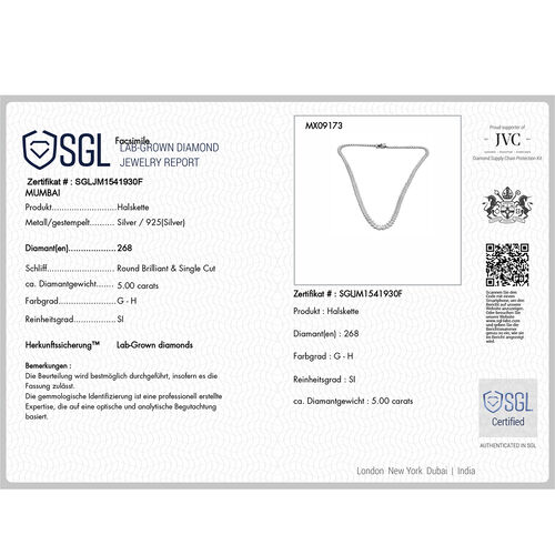 LUXURIANT DIAMOND- SGL zertifizierte SI-GH Labor Diamant Halskette, 40,5 cm - 5 ct. image number 5