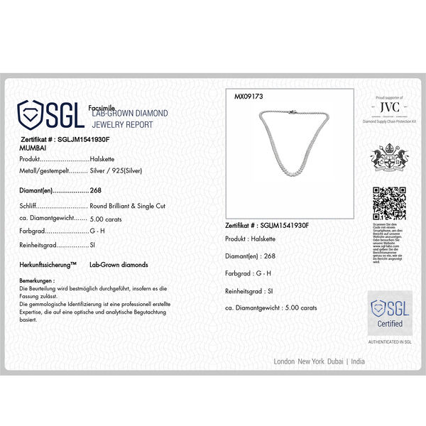 LUXURIANT SGL zertifizierte SI-GH Labor Diamant Halskette, 40,5 cm - 5 ct. image number 5