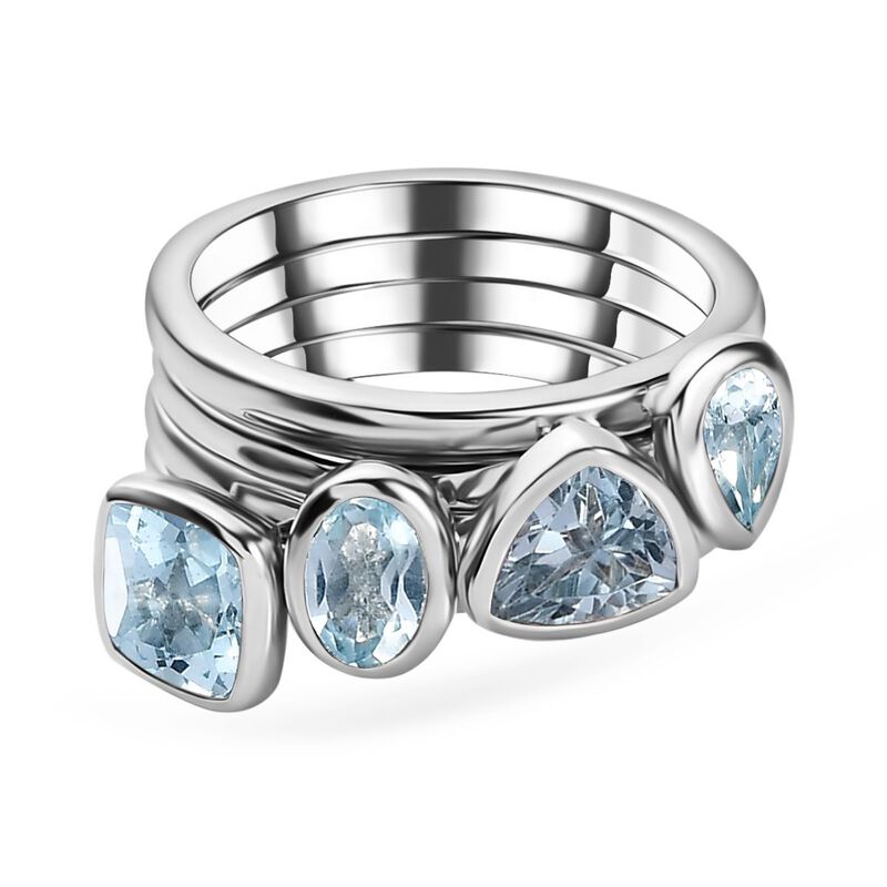 Himmelblauer Topas mehrreihiger Ring, 925 Silber platiniert ca. 2.79 ct image number 0