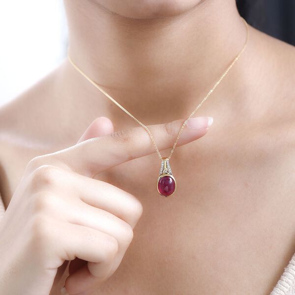 AA afrikanischer Rubin und Zirkon-Anh&auml;nger mit 50cm Kette - 6,26 ct. image number 3