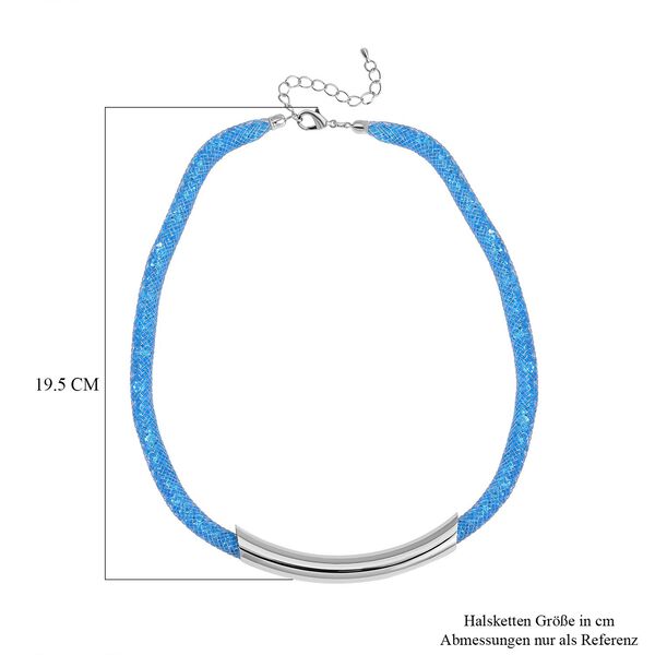 Blauer Kristall Halskette ca. 48 cm Messing image number 4
