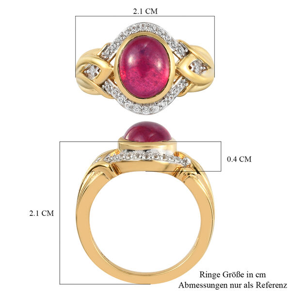 Afrikanischer Rubin (Fissure gefüllt) und Zirkon Ring 925 Silber vergoldet image number 6