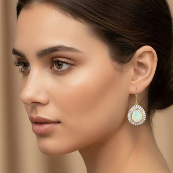 D'Joy AAA nat&uuml;rliche, &auml;thiopische Welo Opal und Moissanit Ohrringe - 5,64 ct.