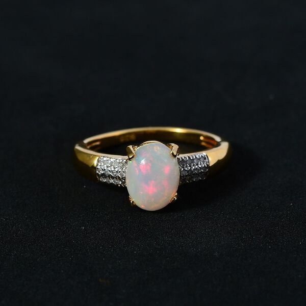 AA nat&uuml;rlicher, &auml;thiopischer Welo Opal und Diamant-Ring - 1,30 ct. image number 3
