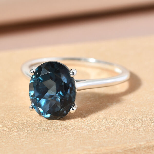 Indicolite Triplett Quarz-Ring, 925 Silber  ca. 3,15 ct image number 2