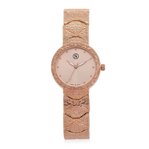 STRADA - Uhr mit japanischem PC21S Uhrwerk, roségoldfarbenem Sonnenschliff-Zifferblatt und Legierungsgehäuse image number 0