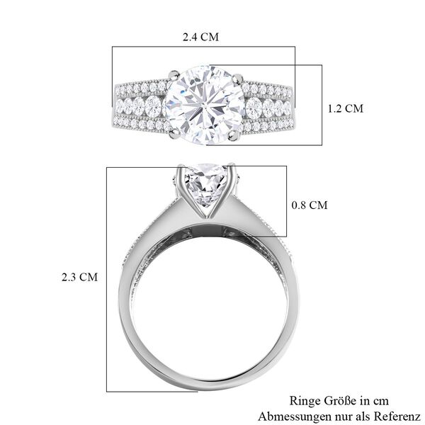 Lustro Stella - Wei&szlig;er Zirkonia Ring, 925 Silber platiniert, ca. 4.42 ct image number 6