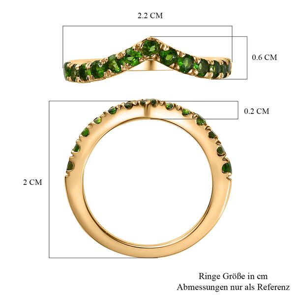 Nat&uuml;rlicher Chromdiopsid Ring, 925 Silber Gelbgold Vermeil (Gr&ouml;&szlig;e 20.00) ca. 0.86 ct image number 7