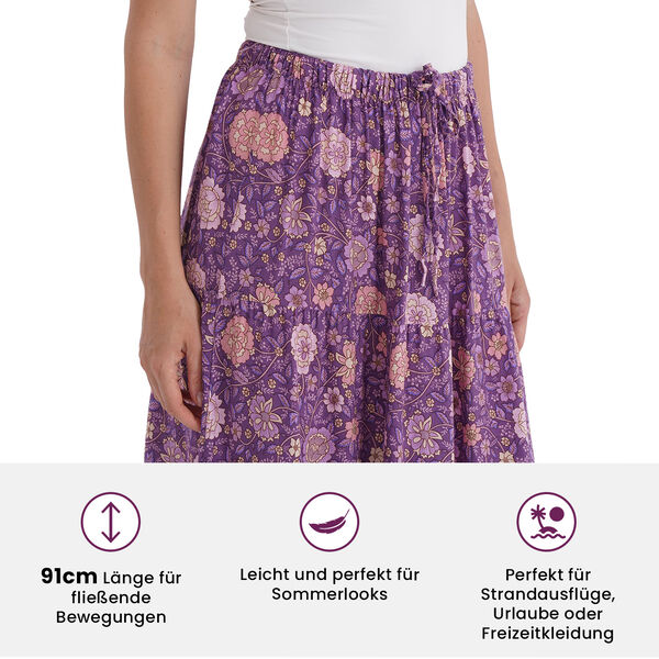 Maxirock mit Blumenmuster, elastischer Bund, L&auml;nge 90 cm, Fliederfarben image number 4