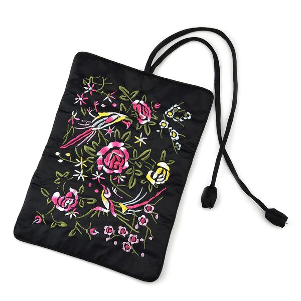 Schmuckorganizer aus Satin mit Stickerei und 5 Premium-Poliertüchern, 20x9cm, Schwarz image number 12