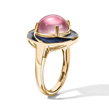 D'Joy Flamingo Mondstein Ring 925 Silber 750 Gelbgold vermeil (Gr&ouml;&szlig;e 21.00) ca. 3,67 ct