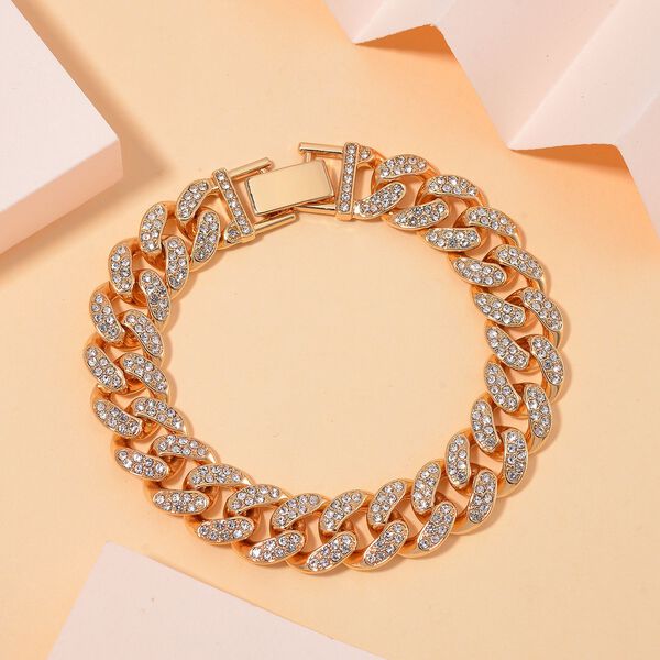 J Francis gefertigt mit SWAROVSKI- Wei&szlig;es Swarovski Kristall Armband in Goldton image number 1