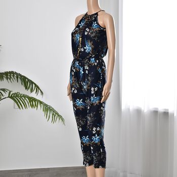 Tr&auml;ger-Jumpsuit mit gesmokter Taille, Blau
