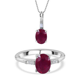 AA afrikanisches Rubin und Zirkon-Schmuckset - 4,01 ct.