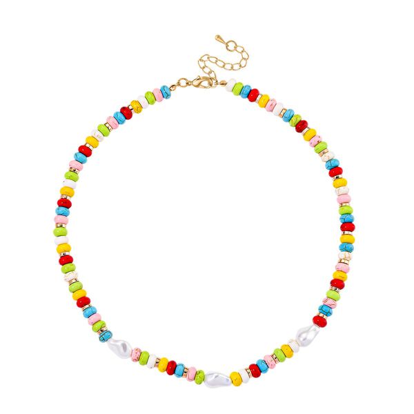 Wei&szlig;e Muschelkernperle, Howlit Halskette, ca. 50 cm + 5 cm Extender, goldfarben image number 3