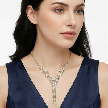 Wasserfall wei&szlig;es Kristall Collier, ca. 50 cm, goldfarben