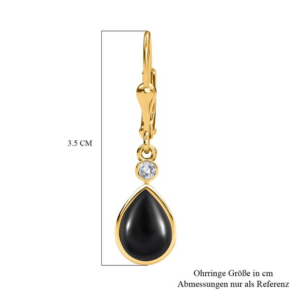 Schwarze Sterndiopsid Ohrringe, 925 Silber vergoldet, ca. 4,80 ct image number 7