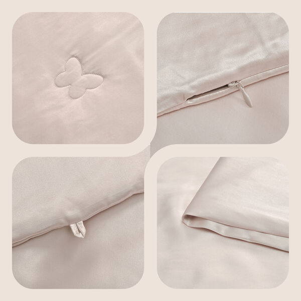 Serenity Night 100% Maulbeerseide Seidendecke mit 350gsm Seidenf&uuml;llung, 135x200cm, Taupe image number 3