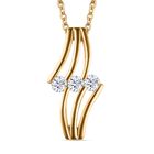 Moissanit Anhänger mit Kette, 925 Silber Gelbgold Vermeil ca. 0,63 ct.
