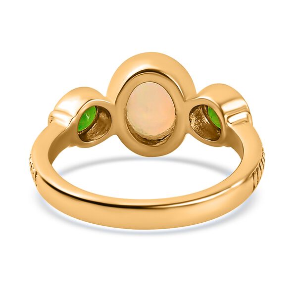 Nat&uuml;rlicher, &auml;thiopischer Opal und Chromdiopsid-Ring, 925 Silber vergoldet  ca. 1,38 ct image number 6