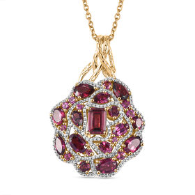 GP Italian Garden Kollektion- Rhodolith Granat und Kanchanaburi blauer Saphir-Anhänger mit 45cm Kette - 8,07 ct.