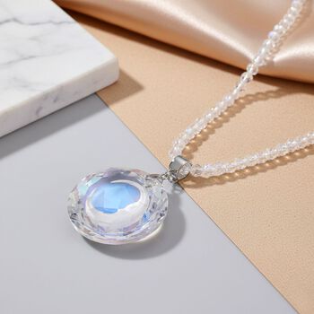 Wei&szlig;er Kristall Anh&auml;nger mit Kette ca. 60 cm + 5 cm Extender