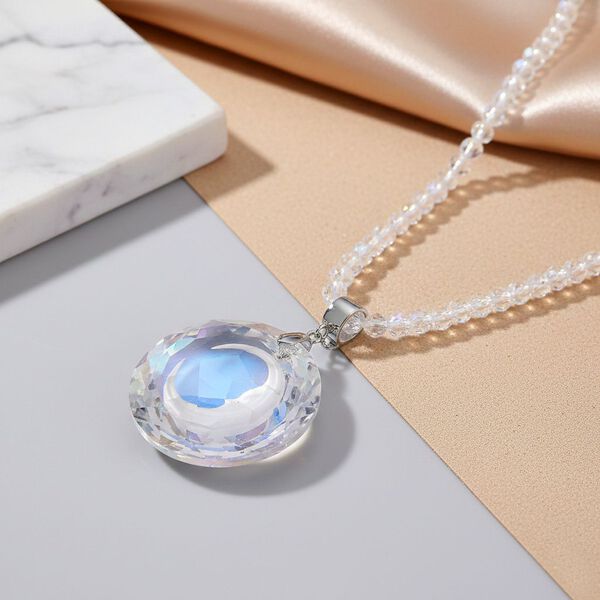 Wei&szlig;er Kristall Anh&auml;nger mit Kette ca. 60 cm + 5 cm Extender image number 1