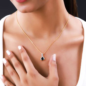 Nat&uuml;rlicher Chrom Turmalin und wei&szlig;er Zirkon-Anh&auml;nger mit Kette - 1,18 ct.