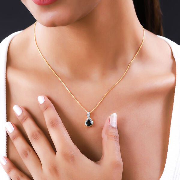 Natürlicher Chrom Turmalin und weißer Zirkon-Anhänger mit Kette - 1,18 ct. image number 2