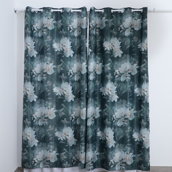 2er-Set bedruckter Verdunkelungsvorhang mit 8 Metallringen, 140x240 cm, Schwarzwald