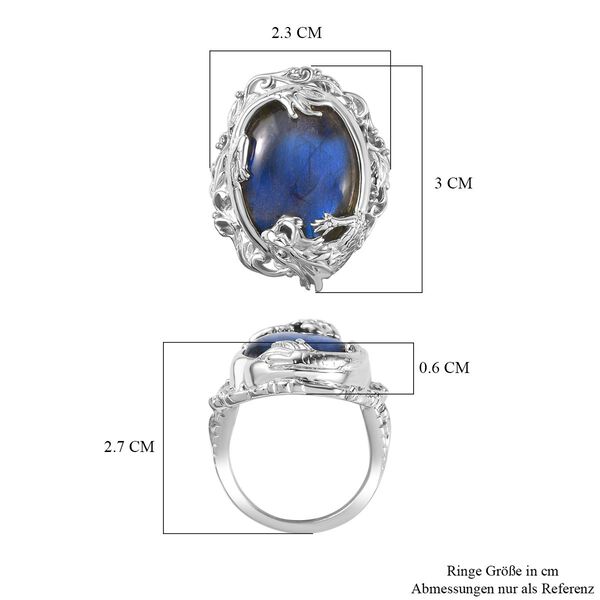 AAA Labradorit Ring 925 Silber rhodiniert (Gr&ouml;&szlig;e 19.00) ca. 18,05 ct image number 7