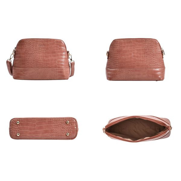 Passage - 4er-Set Handtaschen mit Krokodilpr&auml;gung; enth&auml;lt Schultertasche, Cross Body Bag, Clutch Bag und Portemonnaie, Rosa image number 5