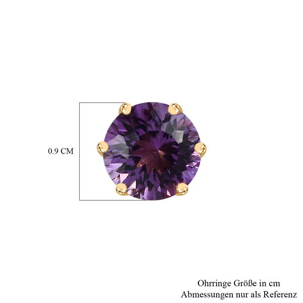 120 Facetten Lusaka Amethyst Ohrringe, 925 Silber Gelbgold Vermeil ca. 4.15 ct image number 5