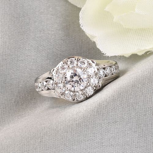 LUSTRO STELLA Hergestellt mit ZIRKONIA Ring 925 Silber Platin-Überzug (Größe 19.00) ca. 2,96 ct image number 1