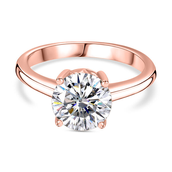 Moissanit Ring, 925 Silber 750 Ros&eacute;gold Vermeil - 1,73 ct.