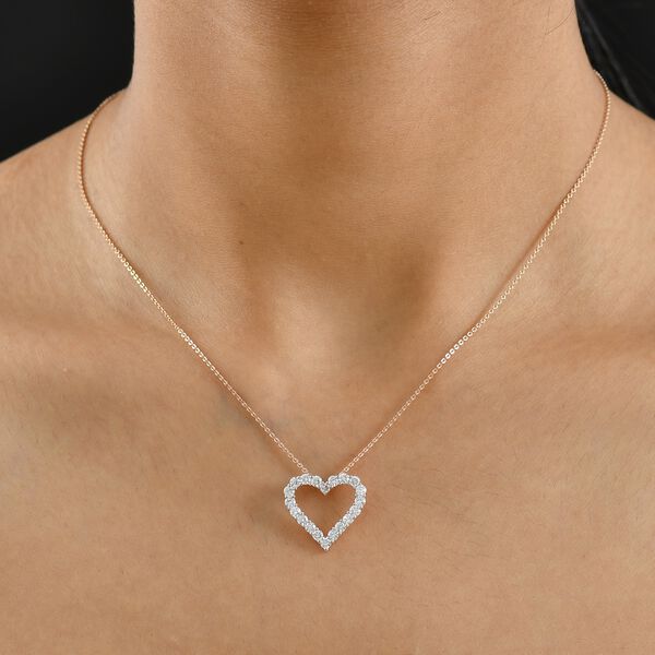 LUXURIANT SGL zertifizierter SI-GH Labor Diamant Anh&auml;nger mit 45cm Kette, 925 Silber 750 Ros&eacute;gold Vermeil - 1 ct. image number 3