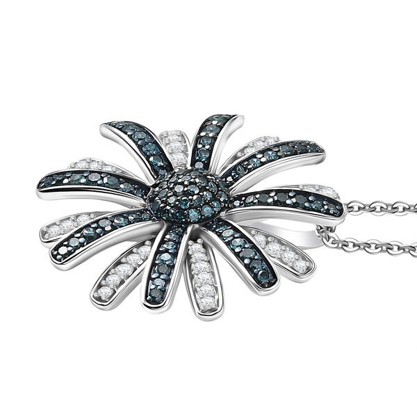 D'Joy blauer und wei&szlig;er Diamant Ring und Anh&auml;nger mit 50cm Kette image number 5