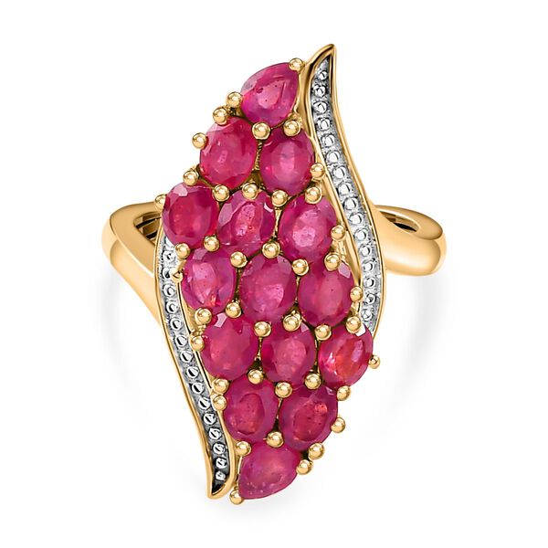 Afrikanischer Rubin (Fissure gefüllt) Ring, 925 Silber vergoldet (Größe 21.00) ca. 4.01 ct image number 0