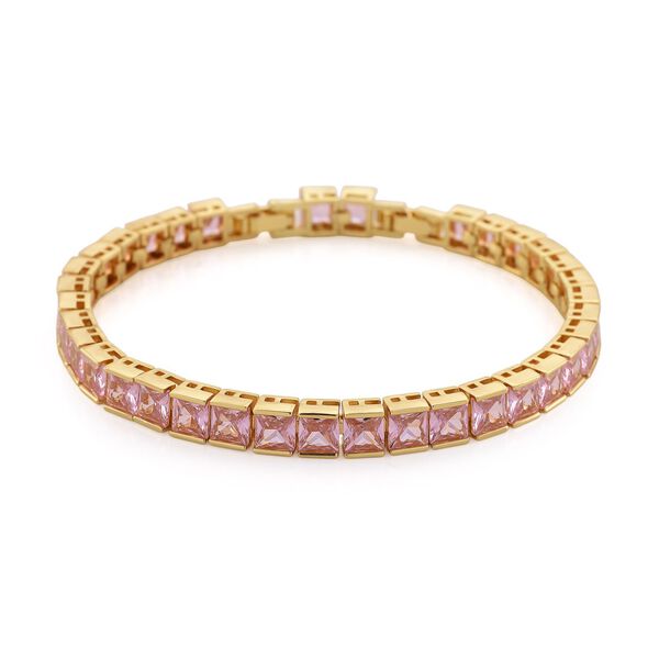 Rosa kubisches Zirkonia Armband ca. 18 cm, verlängerung, Goldfarben image number 0