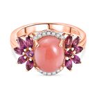Naturinspiriert - AA Vinicunca-Peruanischer Opal, Rhodolith Granat Ring 925 Silber 750 rosévergoldet (Größe 21.00) ca. 3.83 ct