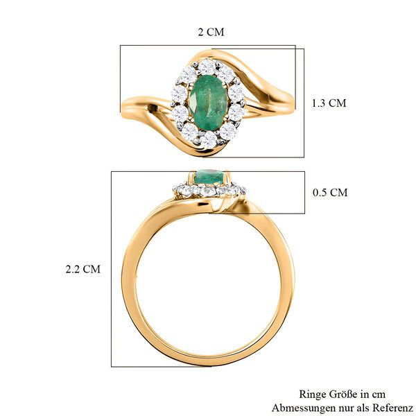 Sambischer Smaragd und wei&szlig;er Zirkon-Ring - 0,92 ct. image number 7