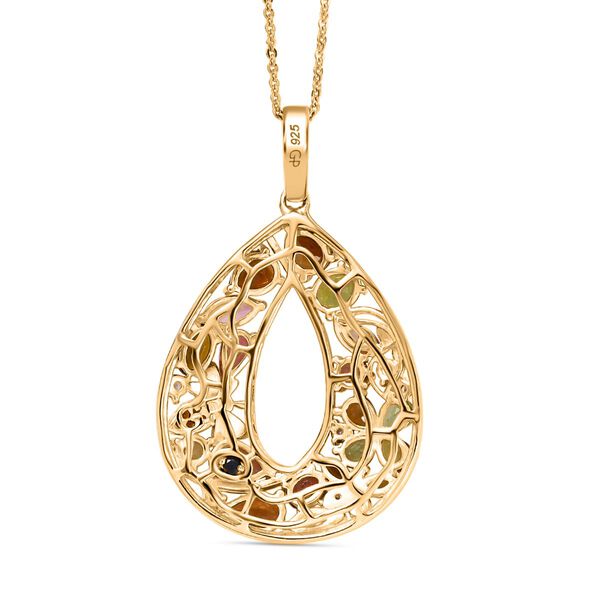 AA Mehrfarbig-Turmalin Schmuckset ca. 50 cm 925 Silber 750 Gelbgold Vermeil ca. 4,00 ct. image number 6