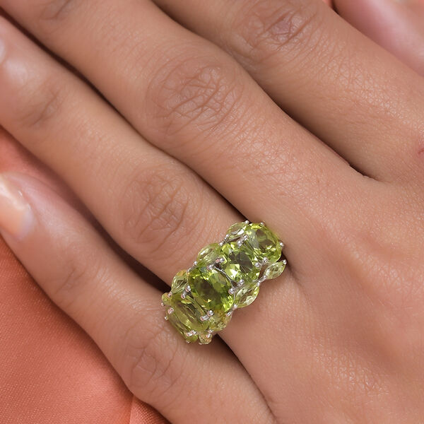 Nat&uuml;rlicher Peridot-Ring, 925 Silber platiniert  ca. 5,85 ct image number 3