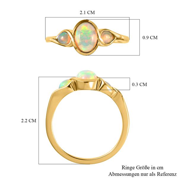 Natürlicher, äthiopischer Welo Opal Ring, 925 Silber vergoldet (Größe 20.00) ca. 0.75 ct image number 8