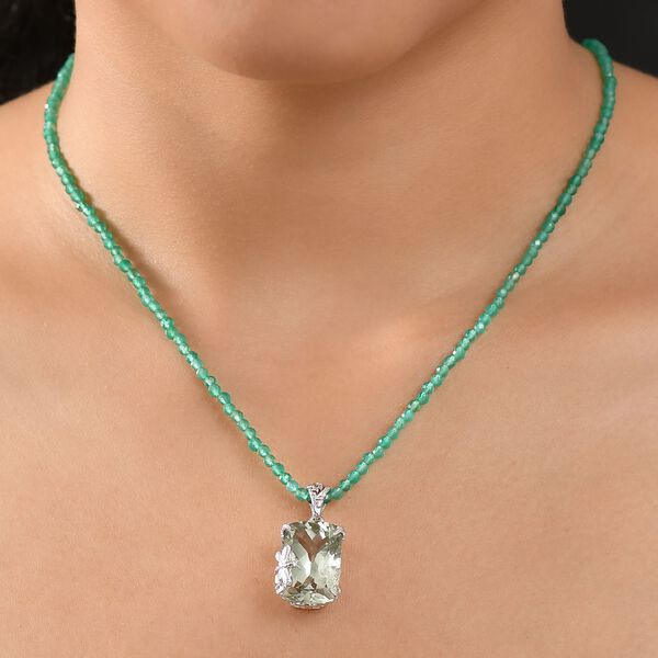 Prasiolith, Verde Onyx Anhänger mit Kette, 925 Silber rhodiniert ca. 90.00 ct image number 3