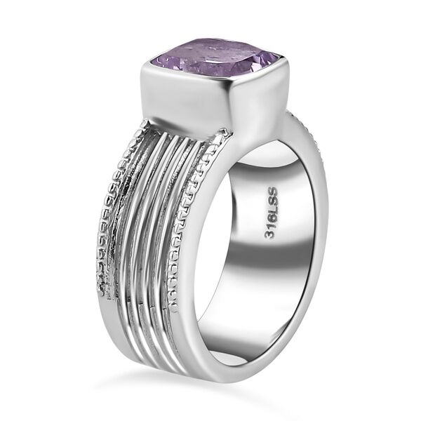 Rosa Amethyst Ring, Edelstahl (Größe 17.00) ca. 2.08 ct image number 4