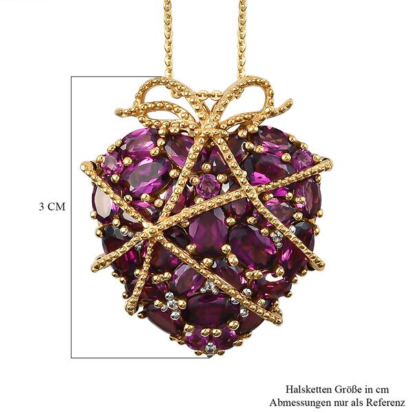 GP Amore Kollektion - Rhodolith Granat, Zirkon und Kanchanaburi blauer Saphir-Herz-Anhänger mit 50cm Kette - 9,06 ct. image number 7